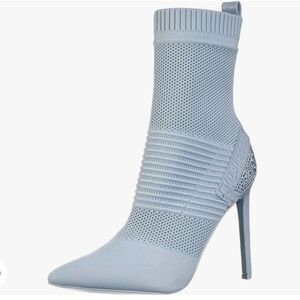 Steve Madden Light Blue Knit Sock Bootie Heel